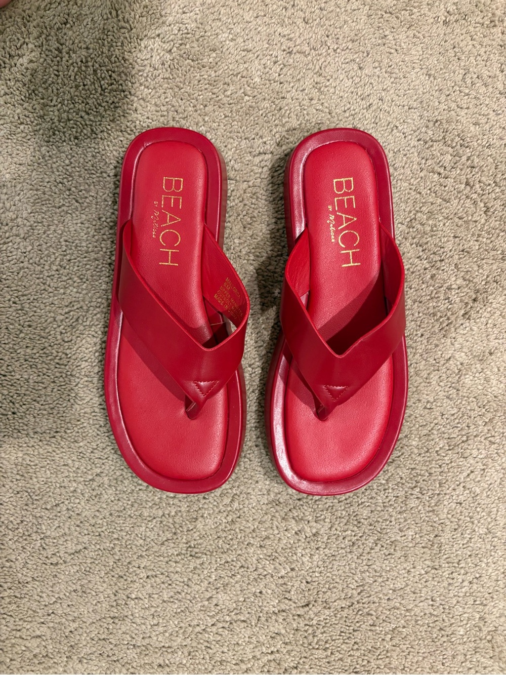 Matisse Red Leather Platform Flip Flops